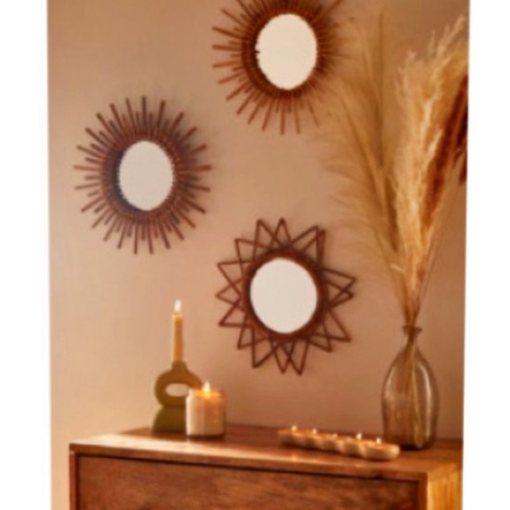 Boho Sunburst Wall Mirrors Set